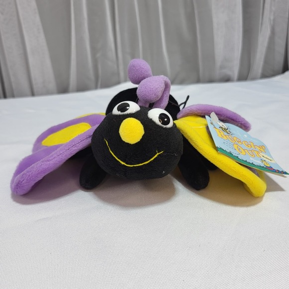Buggin out Black Purple Yellow 8" Butterfly Hanging Mobile Stuffed Plush Toy - Picture 2 of 11